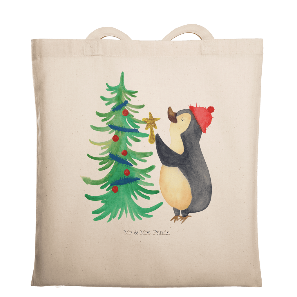 Tragetasche Pinguin Weihnachtsbaum Beuteltasche, Beutel, Einkaufstasche, Jutebeutel, Stoffbeutel, Winter, Weihnachten, Weihnachtsdeko, Nikolaus, Advent, Heiligabend, Wintermotiv, Pinguin