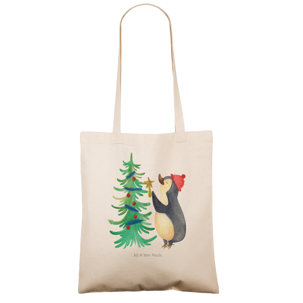 Tragetasche Pinguin Weihnachtsbaum Beuteltasche, Beutel, Einkaufstasche, Jutebeutel, Stoffbeutel, Winter, Weihnachten, Weihnachtsdeko, Nikolaus, Advent, Heiligabend, Wintermotiv, Pinguin