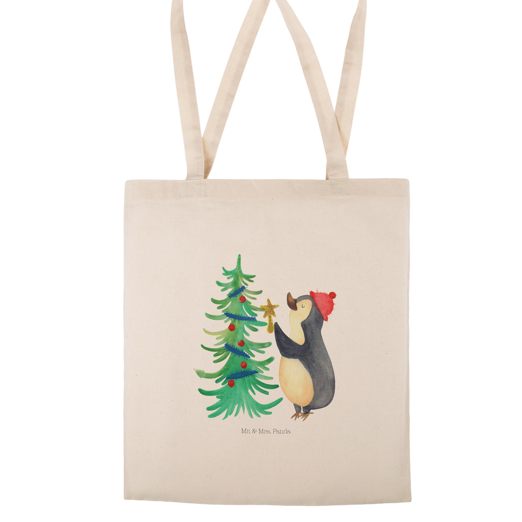 Tragetasche Pinguin Weihnachtsbaum Beuteltasche, Beutel, Einkaufstasche, Jutebeutel, Stoffbeutel, Winter, Weihnachten, Weihnachtsdeko, Nikolaus, Advent, Heiligabend, Wintermotiv, Pinguin