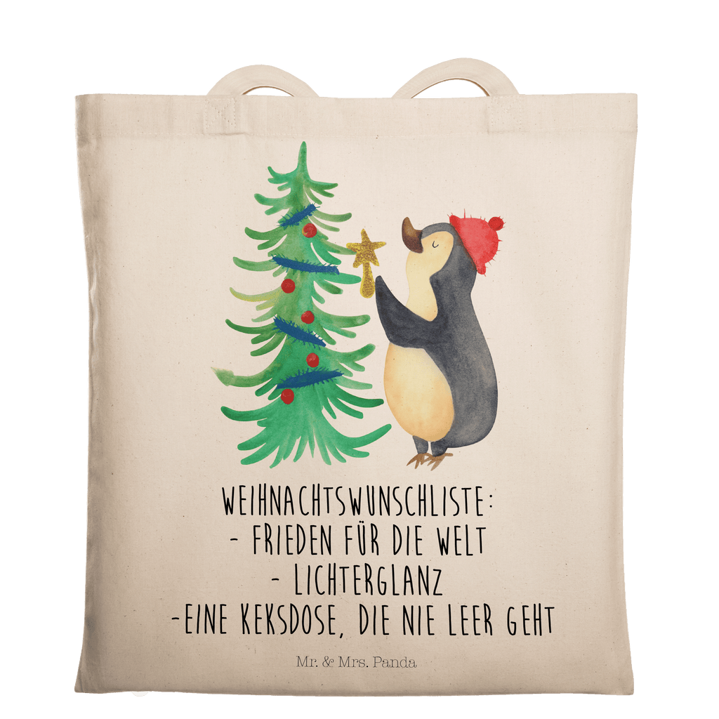 Tragetasche Pinguin Weihnachtsbaum Beuteltasche, Beutel, Einkaufstasche, Jutebeutel, Stoffbeutel, Winter, Weihnachten, Weihnachtsdeko, Nikolaus, Advent, Heiligabend, Wintermotiv, Pinguin
