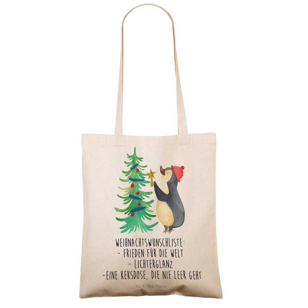 Tragetasche Pinguin Weihnachtsbaum Beuteltasche, Beutel, Einkaufstasche, Jutebeutel, Stoffbeutel, Winter, Weihnachten, Weihnachtsdeko, Nikolaus, Advent, Heiligabend, Wintermotiv, Pinguin