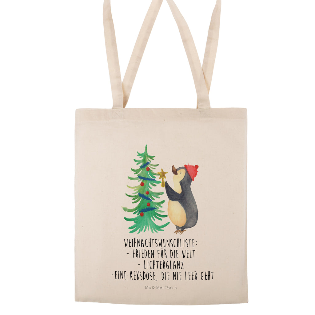 Tragetasche Pinguin Weihnachtsbaum Beuteltasche, Beutel, Einkaufstasche, Jutebeutel, Stoffbeutel, Winter, Weihnachten, Weihnachtsdeko, Nikolaus, Advent, Heiligabend, Wintermotiv, Pinguin