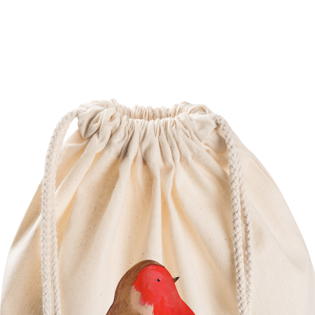Sportbeutel Rotkehlchen Schlitten Turnbeutel, Beutel, Sporttasche, Tasche, Stoffbeutel, Winter, Weihnachten, Weihnachtsdeko, Nikolaus, Advent, Heiligabend, Wintermotiv, Schlitten, Vogel
