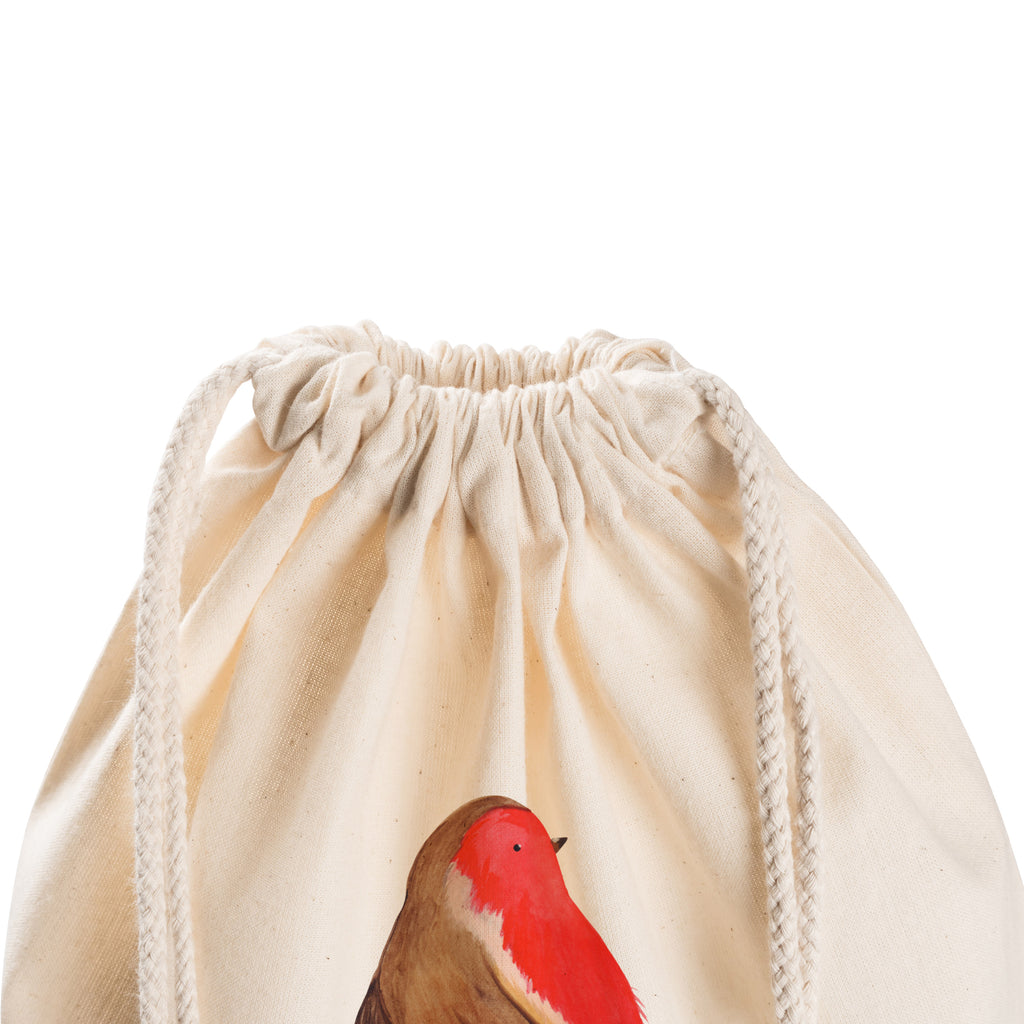 Sportbeutel Rotkehlchen Schlitten Turnbeutel, Beutel, Sporttasche, Tasche, Stoffbeutel, Winter, Weihnachten, Weihnachtsdeko, Nikolaus, Advent, Heiligabend, Wintermotiv, Schlitten, Vogel
