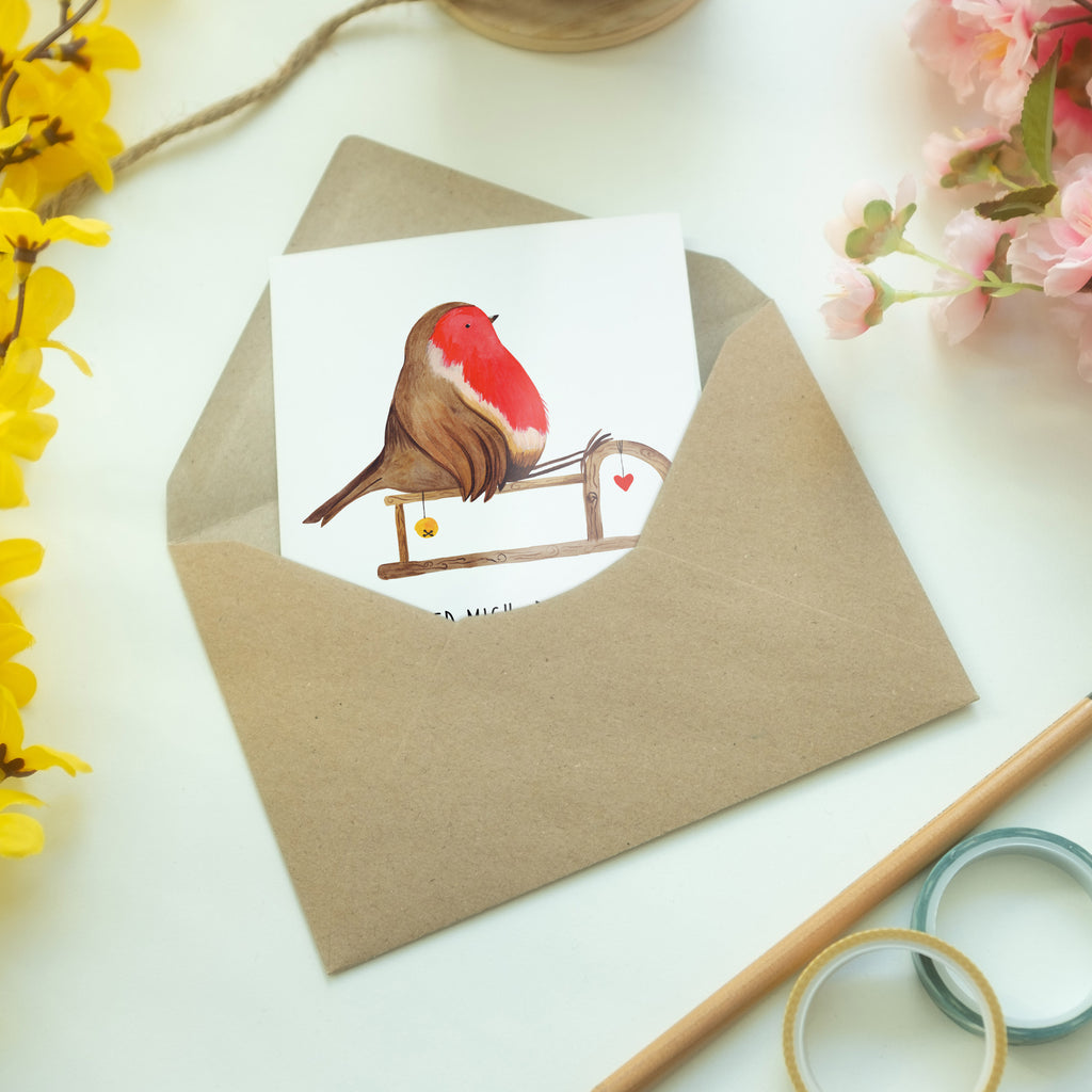 Grußkarte Rotkehlchen Schlitten Klappkarte, Einladungskarte, Glückwunschkarte, Hochzeitskarte, Geburtstagskarte, Karte, Winter, Weihnachten, Weihnachtsdeko, Nikolaus, Advent, Heiligabend, Wintermotiv, Schlitten, Vogel