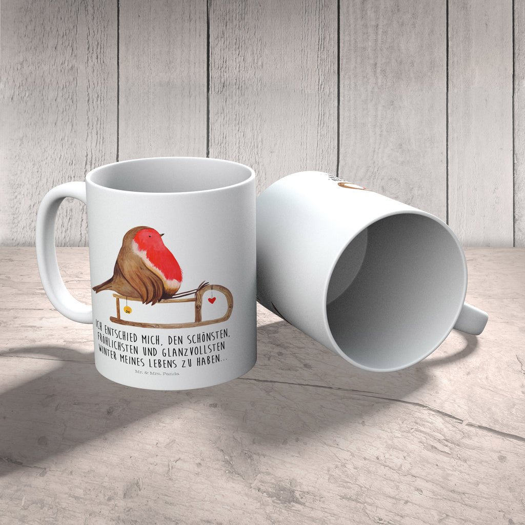 Kindertasse Rotkehlchen Schlitten Kunststoff Tasse, Kindergarten, Tasse, Trinkbecher, Camping Becher, Kaffeetasse, Kunststoffbecher, Kindergartenbecher, Outdoorgeschirr, Kunststoffgeschirr, Reisebecher, Reisetasse, Kinderbecher, Winter, Weihnachten, Weihnachtsdeko, Nikolaus, Advent, Heiligabend, Wintermotiv, Schlitten, Vogel
