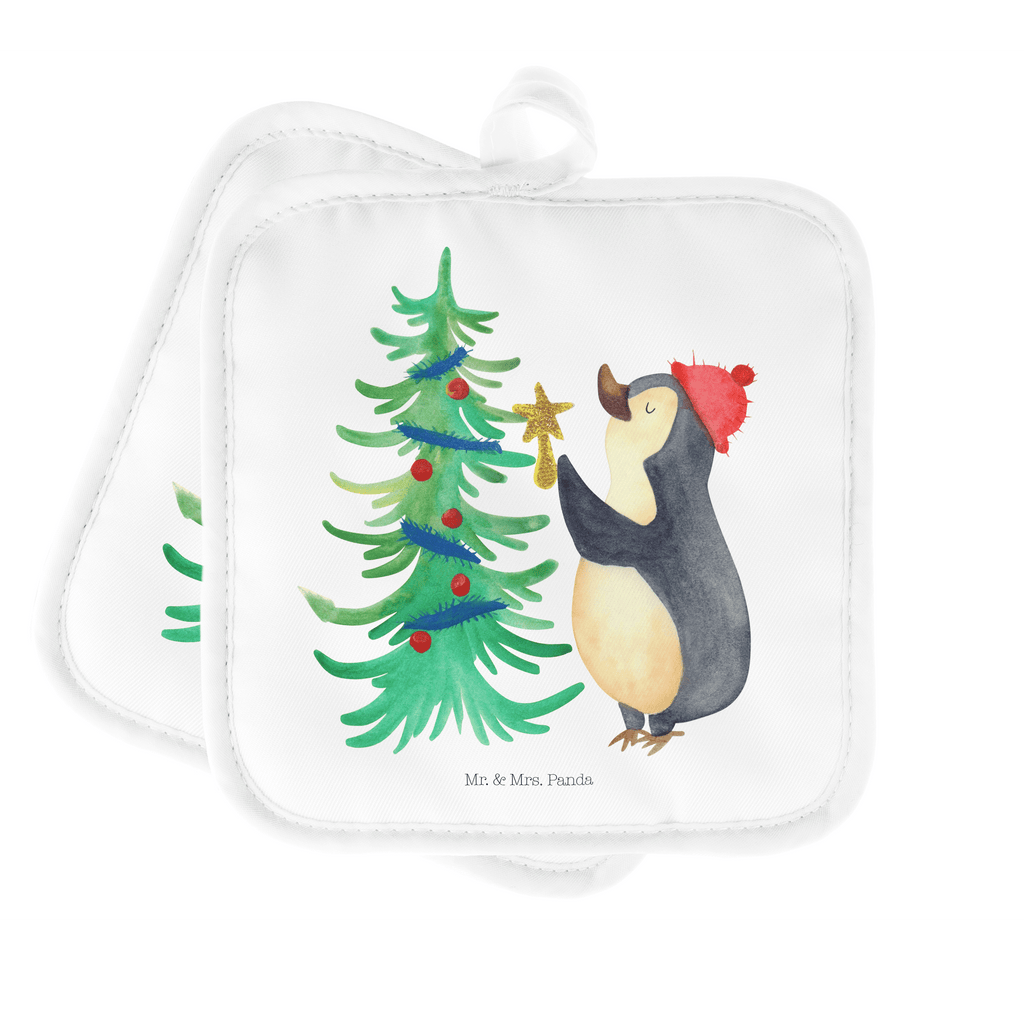 2er Set Topflappen  Pinguin Weihnachtsbaum Topflappen, Topfuntersetzer, Ofenhandschuh, Topflappen Set, Topflappen lustig, Topflappen mit Spruch, Winter, Weihnachten, Weihnachtsdeko, Nikolaus, Advent, Heiligabend, Wintermotiv, Pinguin