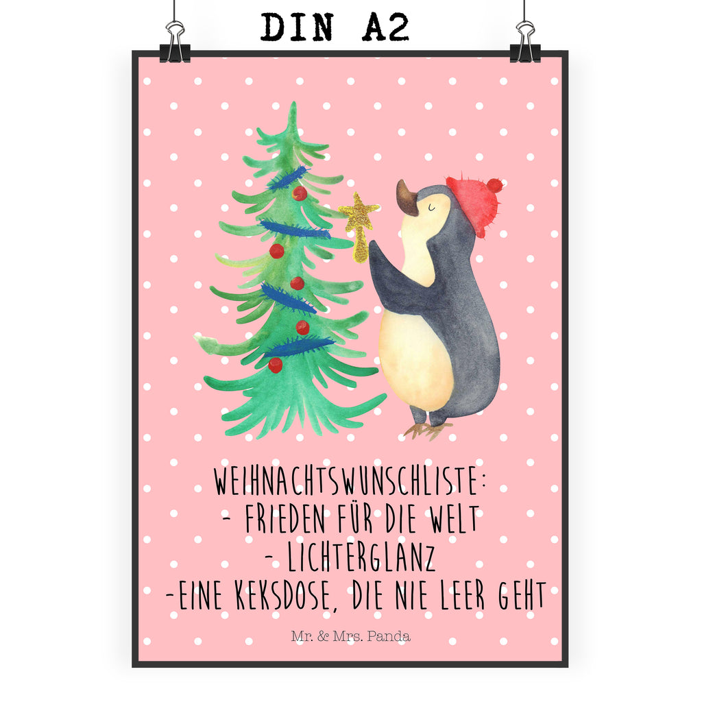 Poster Pinguin Weihnachtsbaum Poster, Wandposter, Bild, Wanddeko, Küchenposter, Kinderposter, Wanddeko Bild, Raumdekoration, Wanddekoration, Handgemaltes Poster, Mr. & Mrs. Panda Poster, Designposter, Kunstdruck, Posterdruck, Winter, Weihnachten, Weihnachtsdeko, Nikolaus, Advent, Heiligabend, Wintermotiv, Pinguin