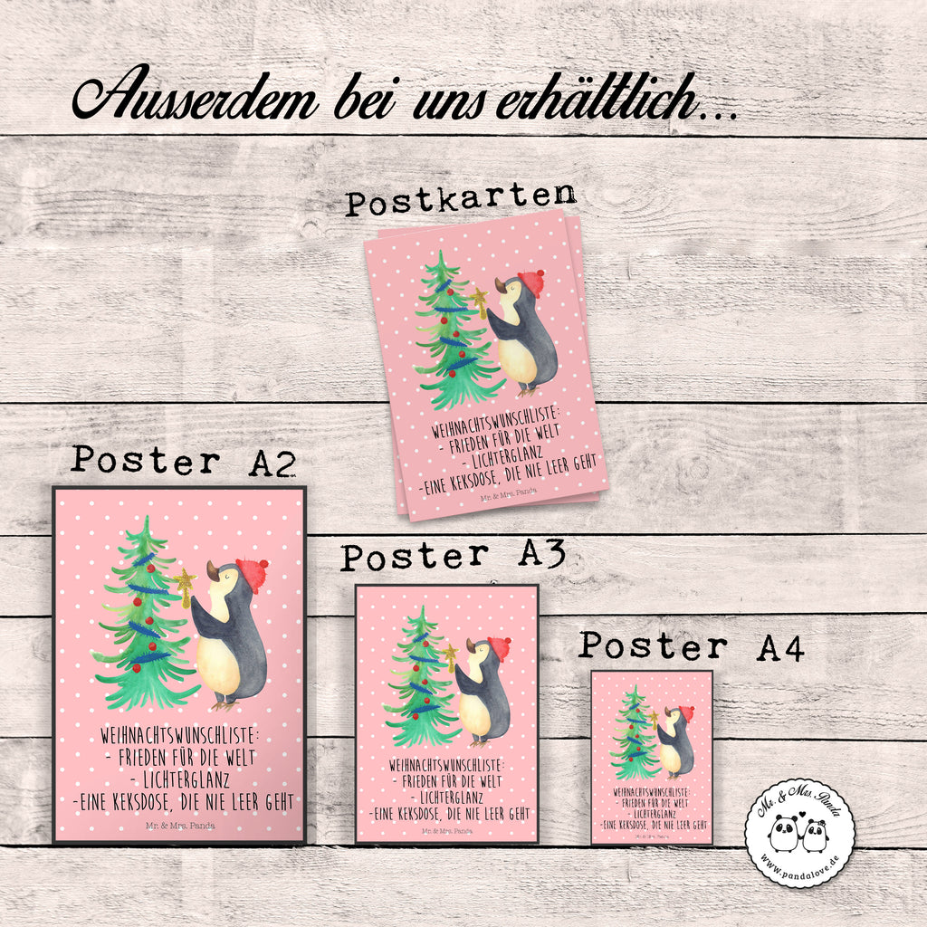 Poster Pinguin Weihnachtsbaum Poster, Wandposter, Bild, Wanddeko, Küchenposter, Kinderposter, Wanddeko Bild, Raumdekoration, Wanddekoration, Handgemaltes Poster, Mr. & Mrs. Panda Poster, Designposter, Kunstdruck, Posterdruck, Winter, Weihnachten, Weihnachtsdeko, Nikolaus, Advent, Heiligabend, Wintermotiv, Pinguin