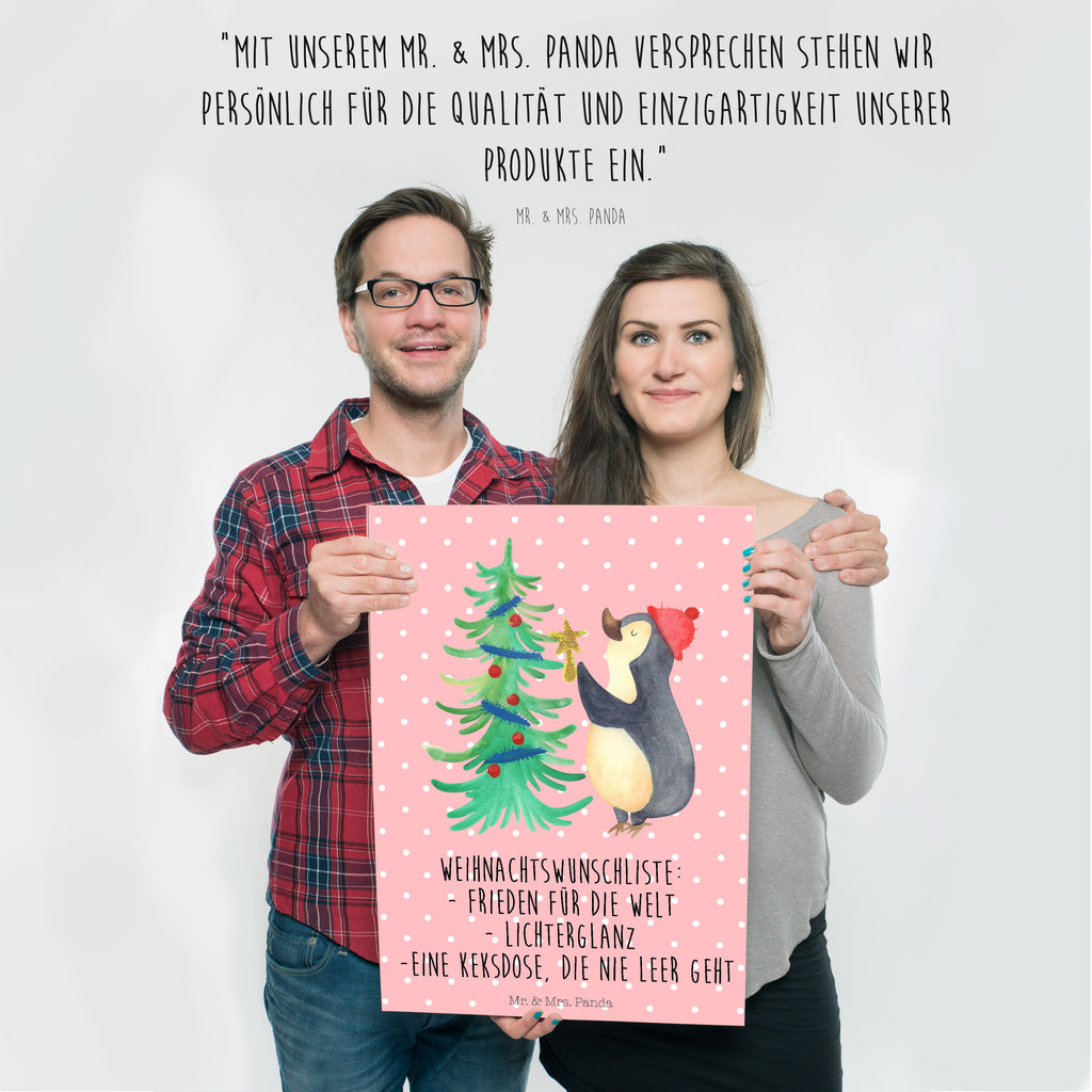 Poster Pinguin Weihnachtsbaum Poster, Wandposter, Bild, Wanddeko, Küchenposter, Kinderposter, Wanddeko Bild, Raumdekoration, Wanddekoration, Handgemaltes Poster, Mr. & Mrs. Panda Poster, Designposter, Kunstdruck, Posterdruck, Winter, Weihnachten, Weihnachtsdeko, Nikolaus, Advent, Heiligabend, Wintermotiv, Pinguin