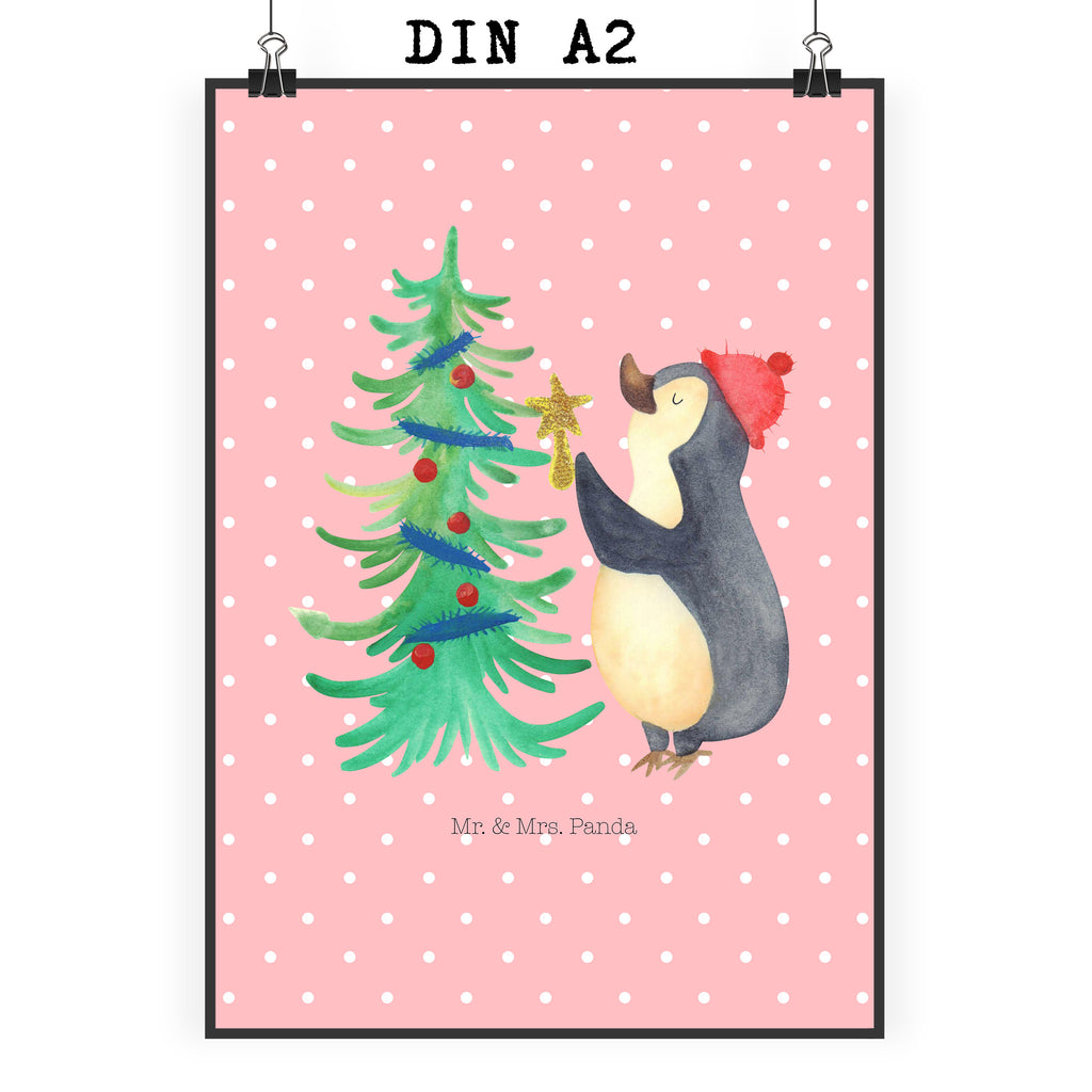 Poster Pinguin Weihnachtsbaum Poster, Wandposter, Bild, Wanddeko, Küchenposter, Kinderposter, Wanddeko Bild, Raumdekoration, Wanddekoration, Handgemaltes Poster, Mr. & Mrs. Panda Poster, Designposter, Kunstdruck, Posterdruck, Winter, Weihnachten, Weihnachtsdeko, Nikolaus, Advent, Heiligabend, Wintermotiv, Pinguin