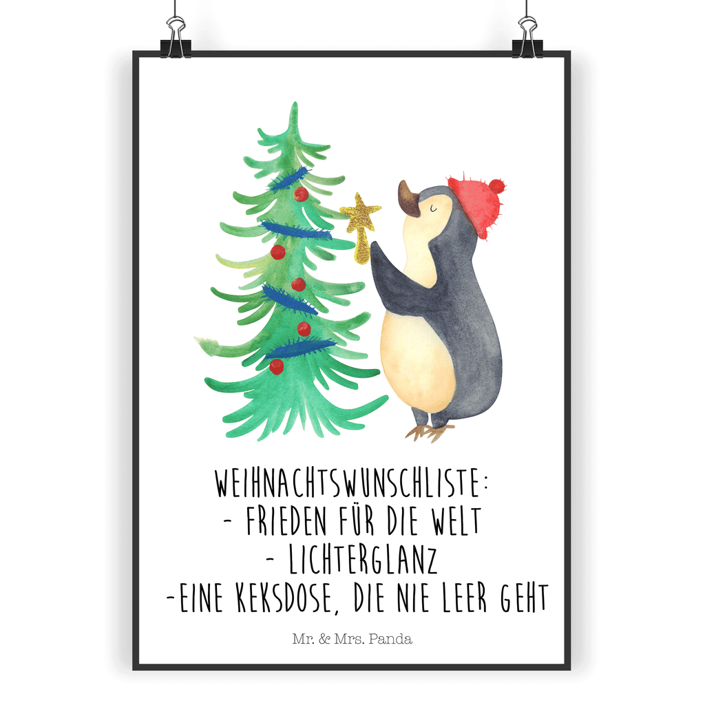 Poster Pinguin Weihnachtsbaum Poster, Wandposter, Bild, Wanddeko, Küchenposter, Kinderposter, Wanddeko Bild, Raumdekoration, Wanddekoration, Handgemaltes Poster, Mr. & Mrs. Panda Poster, Designposter, Kunstdruck, Posterdruck, Winter, Weihnachten, Weihnachtsdeko, Nikolaus, Advent, Heiligabend, Wintermotiv, Pinguin