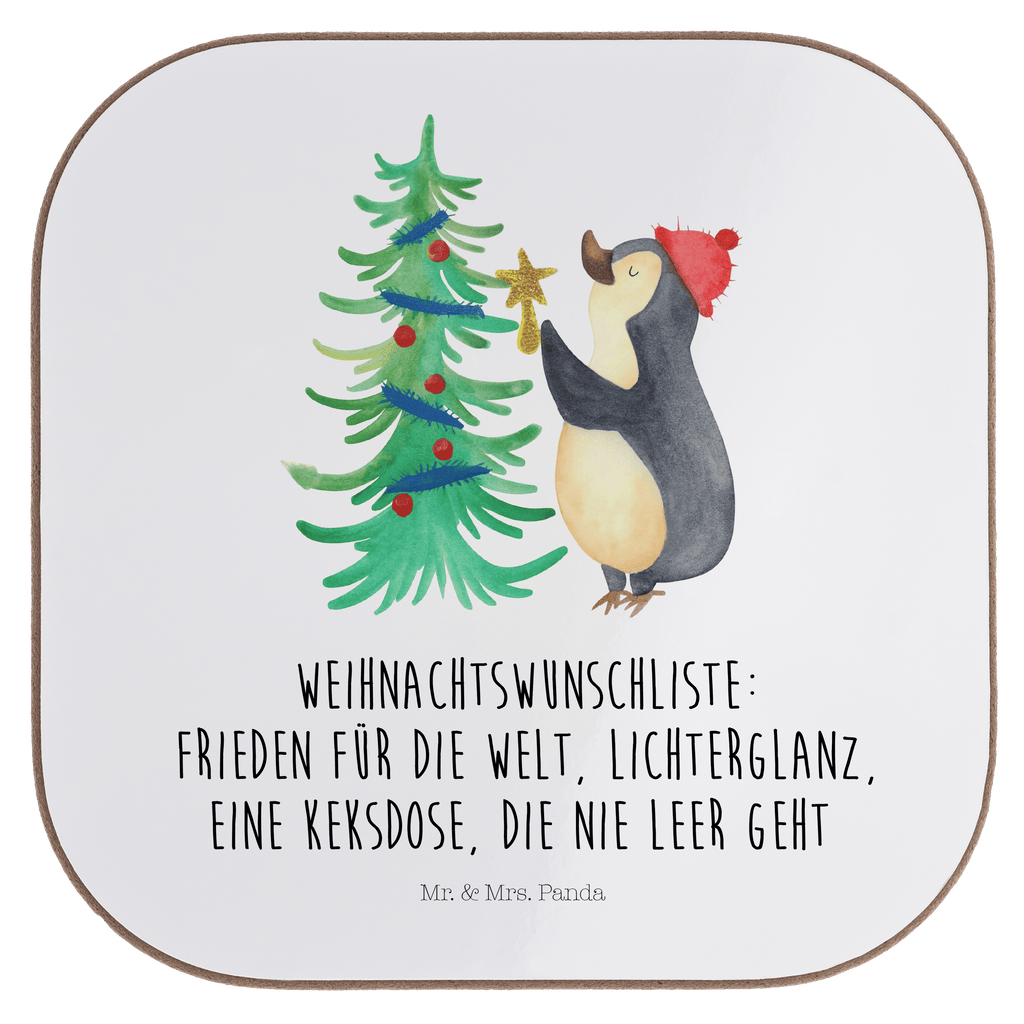 Quadratische Untersetzer Pinguin Weihnachtsbaum Bierdeckel, Glasuntersetzer, Untersetzer Gläser, Getränkeuntersetzer, Winter, Weihnachten, Weihnachtsdeko, Nikolaus, Advent, Heiligabend, Wintermotiv, Pinguin