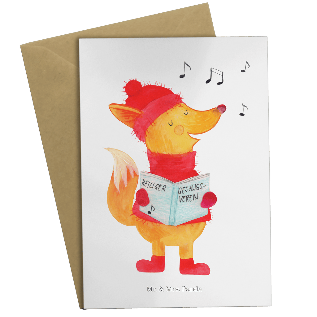 Grußkarte Fuchs Sänger Klappkarte, Einladungskarte, Glückwunschkarte, Hochzeitskarte, Geburtstagskarte, Karte, Winter, Weihnachten, Weihnachtsdeko, Nikolaus, Advent, Heiligabend, Wintermotiv, Fuchs, Füchse, Sänger, Geschenk Sänger, Singen, Weihnachtslieder