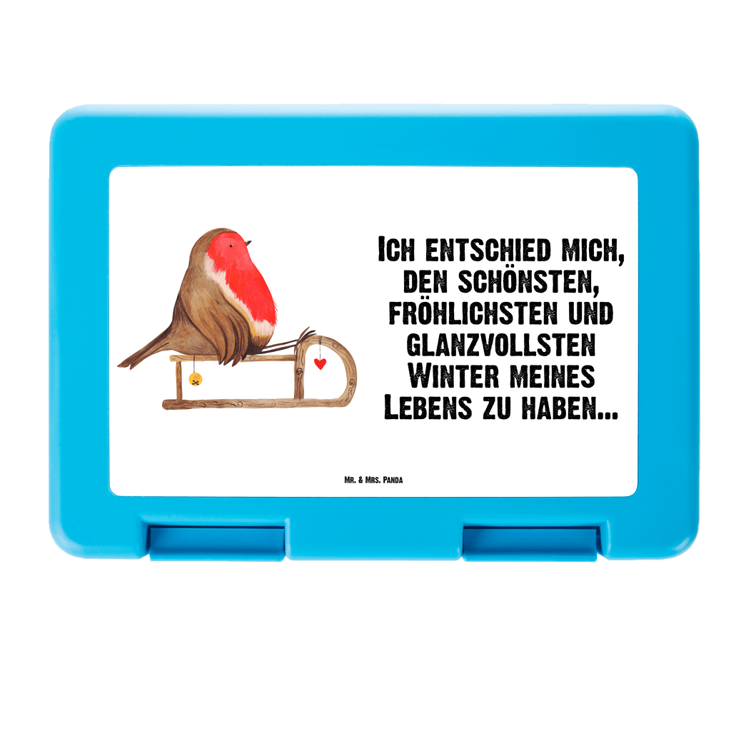 Brotdose Rotkehlchen Schlitten Brotbox, Snackbox, Lunch box, Butterbrotdose, Brotzeitbox, Winter, Weihnachten, Weihnachtsdeko, Nikolaus, Advent, Heiligabend, Wintermotiv, Schlitten, Vogel