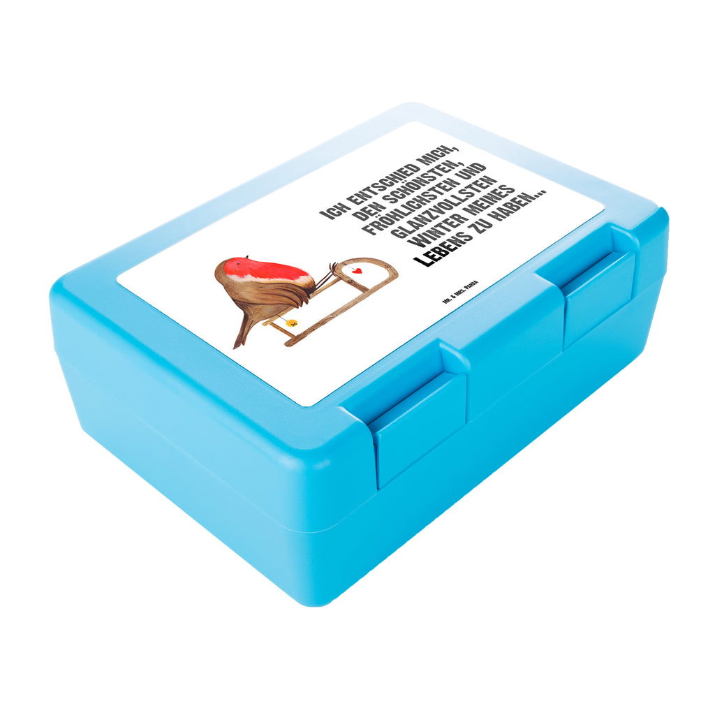 Brotdose Rotkehlchen Schlitten Brotbox, Snackbox, Lunch box, Butterbrotdose, Brotzeitbox, Winter, Weihnachten, Weihnachtsdeko, Nikolaus, Advent, Heiligabend, Wintermotiv, Schlitten, Vogel