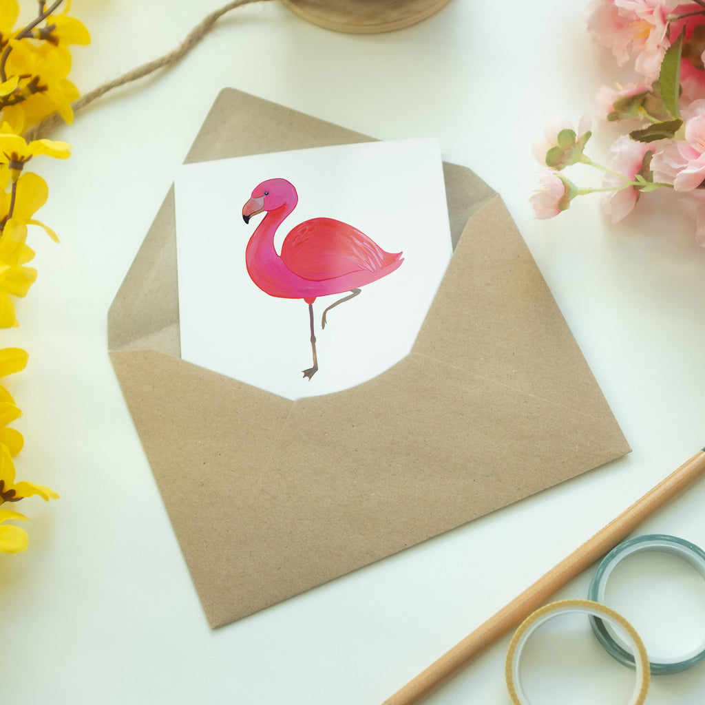 Grußkarte Flamingo classic Klappkarte, Einladungskarte, Glückwunschkarte, Hochzeitskarte, Geburtstagskarte, Karte, Flamingo, Einzigartig, Selbstliebe, Stolz, ich, für mich, Spruch, Freundin, Freundinnen, Außenseiter, Sohn, Tochter, Geschwister