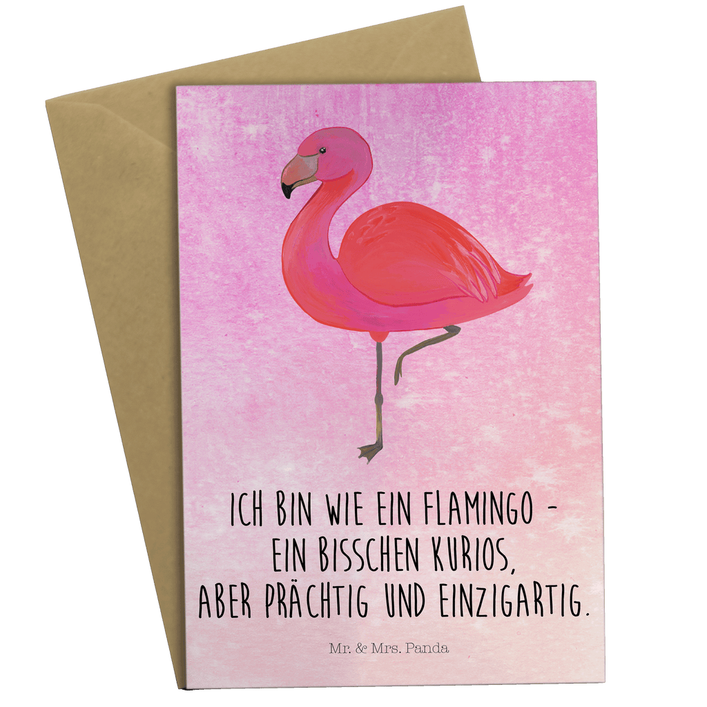 Grußkarte Flamingo classic Klappkarte, Einladungskarte, Glückwunschkarte, Hochzeitskarte, Geburtstagskarte, Karte, Flamingo, Einzigartig, Selbstliebe, Stolz, ich, für mich, Spruch, Freundin, Freundinnen, Außenseiter, Sohn, Tochter, Geschwister