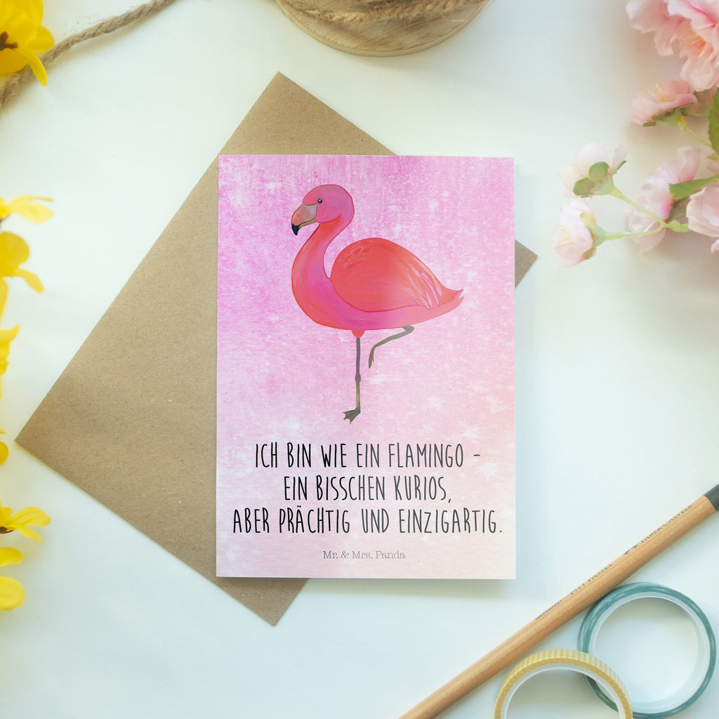 Grußkarte Flamingo classic Klappkarte, Einladungskarte, Glückwunschkarte, Hochzeitskarte, Geburtstagskarte, Karte, Flamingo, Einzigartig, Selbstliebe, Stolz, ich, für mich, Spruch, Freundin, Freundinnen, Außenseiter, Sohn, Tochter, Geschwister