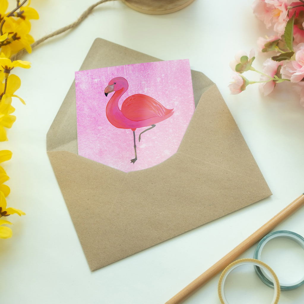 Grußkarte Flamingo classic Klappkarte, Einladungskarte, Glückwunschkarte, Hochzeitskarte, Geburtstagskarte, Karte, Flamingo, Einzigartig, Selbstliebe, Stolz, ich, für mich, Spruch, Freundin, Freundinnen, Außenseiter, Sohn, Tochter, Geschwister