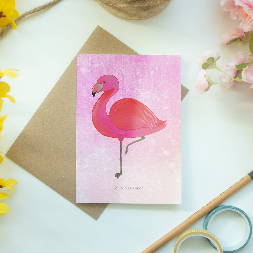 Grußkarte Flamingo classic Klappkarte, Einladungskarte, Glückwunschkarte, Hochzeitskarte, Geburtstagskarte, Karte, Flamingo, Einzigartig, Selbstliebe, Stolz, ich, für mich, Spruch, Freundin, Freundinnen, Außenseiter, Sohn, Tochter, Geschwister