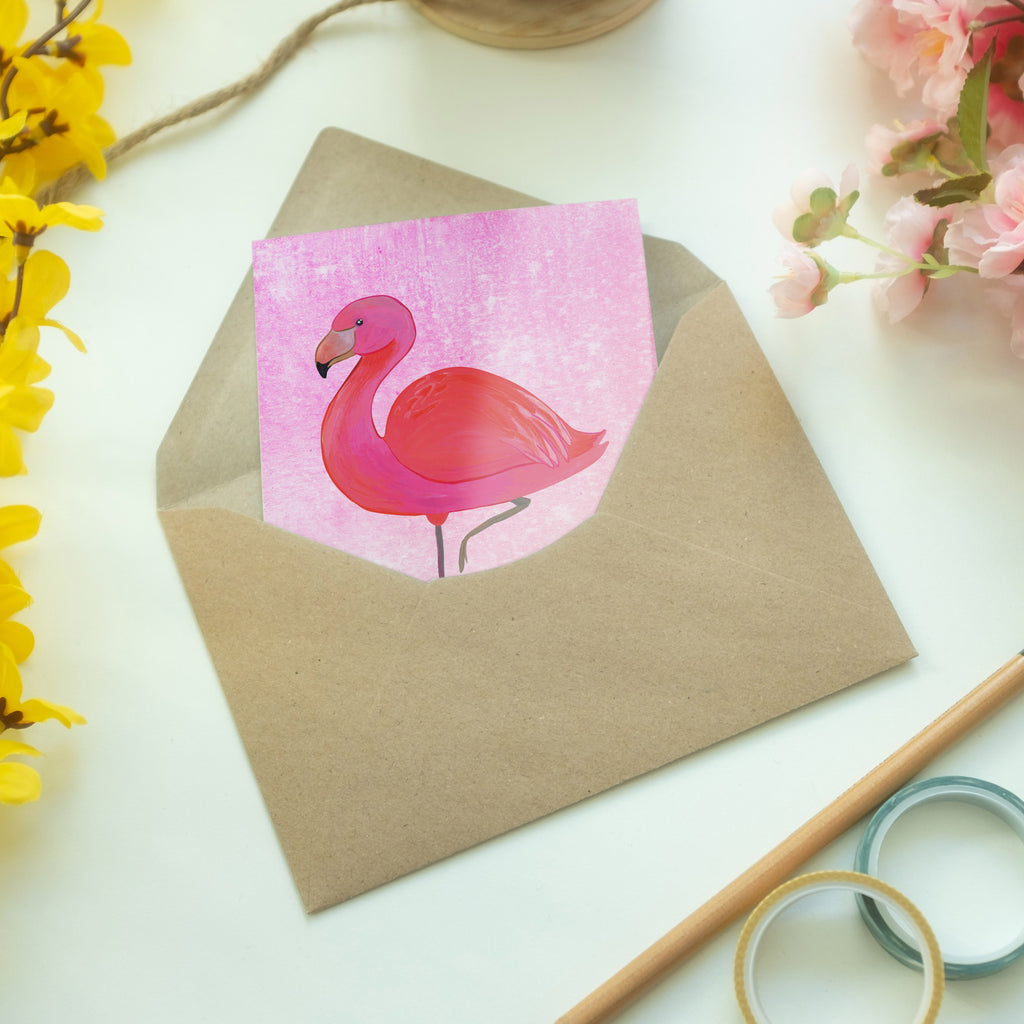 Grußkarte Flamingo classic Klappkarte, Einladungskarte, Glückwunschkarte, Hochzeitskarte, Geburtstagskarte, Karte, Flamingo, Einzigartig, Selbstliebe, Stolz, ich, für mich, Spruch, Freundin, Freundinnen, Außenseiter, Sohn, Tochter, Geschwister