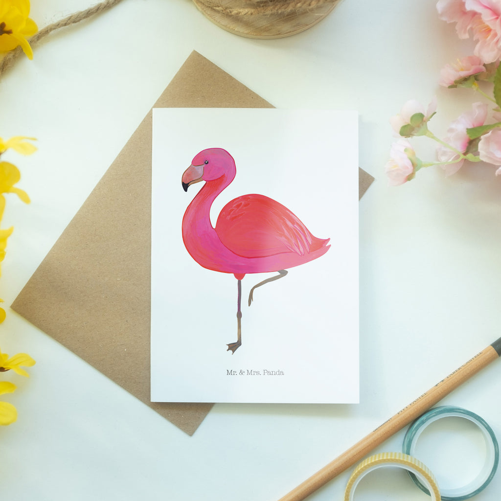 Grußkarte Flamingo classic Klappkarte, Einladungskarte, Glückwunschkarte, Hochzeitskarte, Geburtstagskarte, Karte, Flamingo, Einzigartig, Selbstliebe, Stolz, ich, für mich, Spruch, Freundin, Freundinnen, Außenseiter, Sohn, Tochter, Geschwister