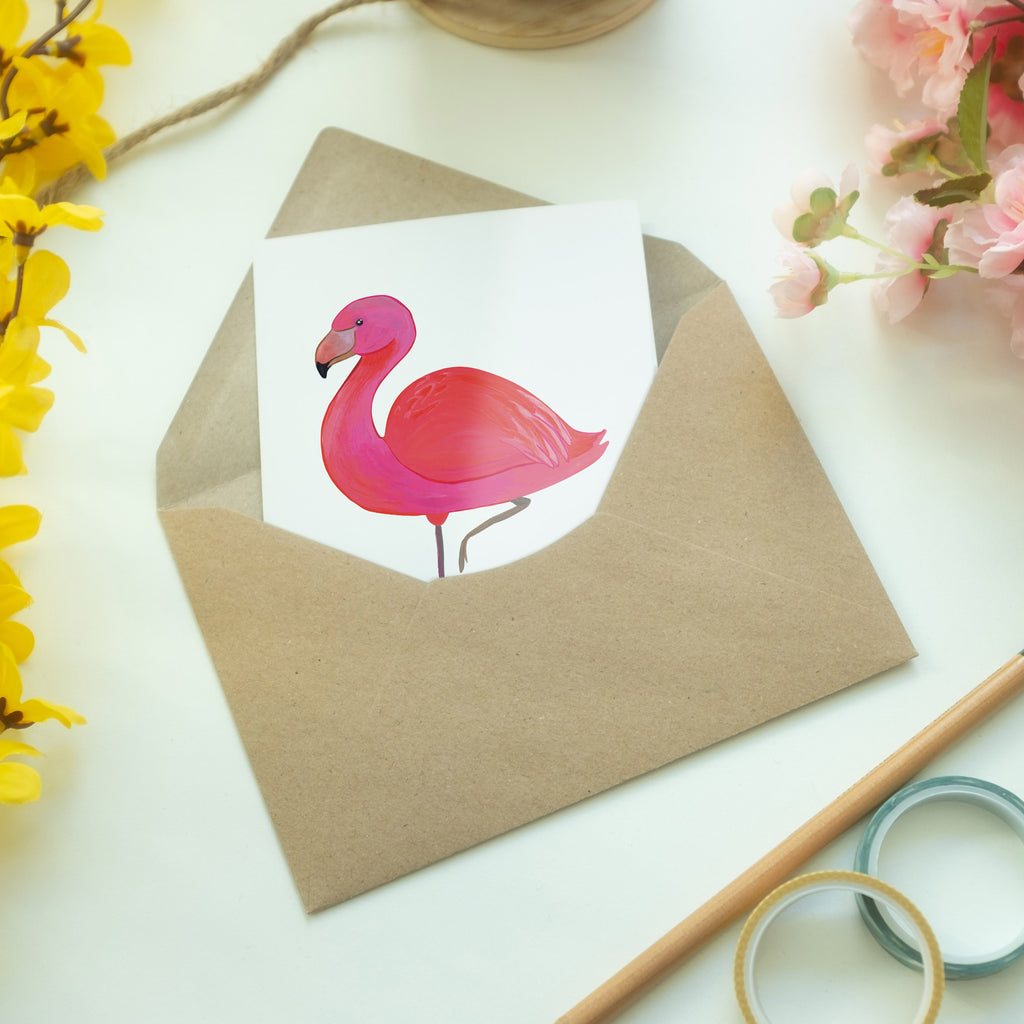 Grußkarte Flamingo classic Klappkarte, Einladungskarte, Glückwunschkarte, Hochzeitskarte, Geburtstagskarte, Karte, Flamingo, Einzigartig, Selbstliebe, Stolz, ich, für mich, Spruch, Freundin, Freundinnen, Außenseiter, Sohn, Tochter, Geschwister