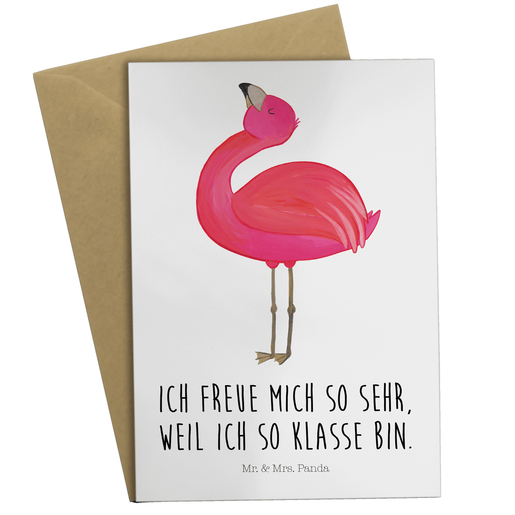 Grußkarte Flamingo stolz Klappkarte, Einladungskarte, Glückwunschkarte, Hochzeitskarte, Geburtstagskarte, Karte, Flamingo, stolz, Freude, Selbstliebe, Selbstakzeptanz, Freundin, beste Freundin, Tochter, Mama, Schwester