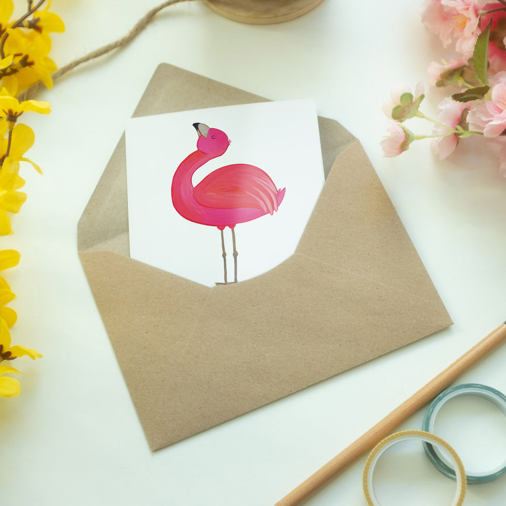 Grußkarte Flamingo stolz Klappkarte, Einladungskarte, Glückwunschkarte, Hochzeitskarte, Geburtstagskarte, Karte, Flamingo, stolz, Freude, Selbstliebe, Selbstakzeptanz, Freundin, beste Freundin, Tochter, Mama, Schwester