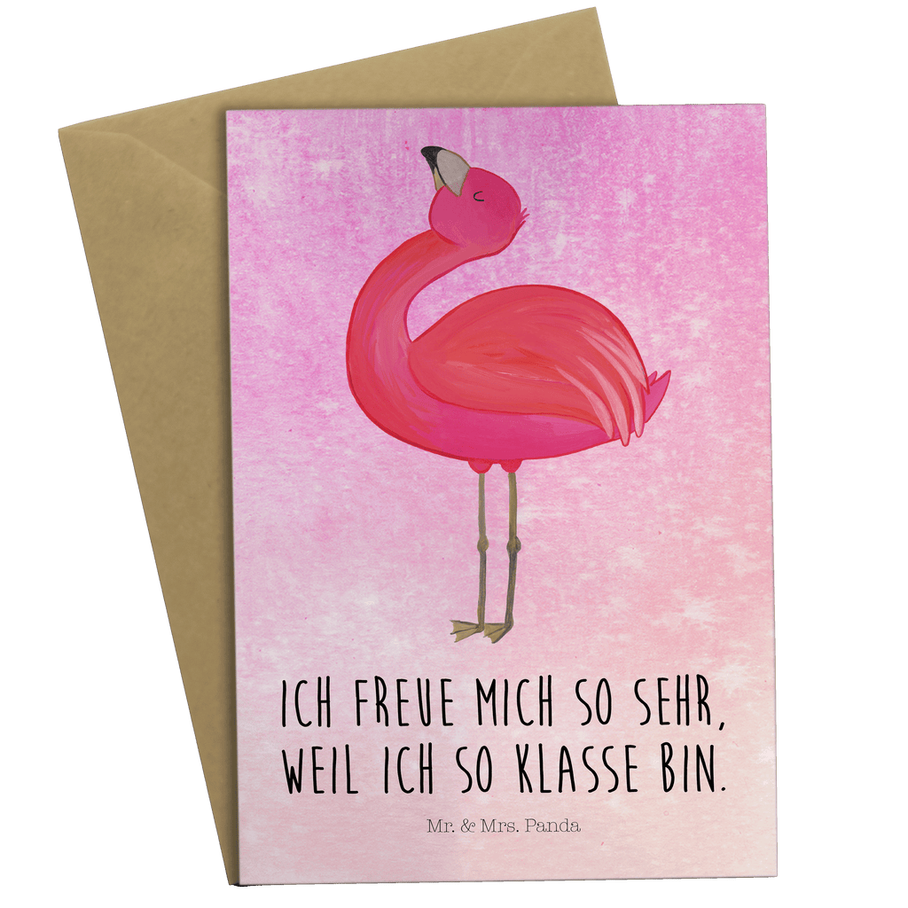 Grußkarte Flamingo stolz Klappkarte, Einladungskarte, Glückwunschkarte, Hochzeitskarte, Geburtstagskarte, Karte, Flamingo, stolz, Freude, Selbstliebe, Selbstakzeptanz, Freundin, beste Freundin, Tochter, Mama, Schwester