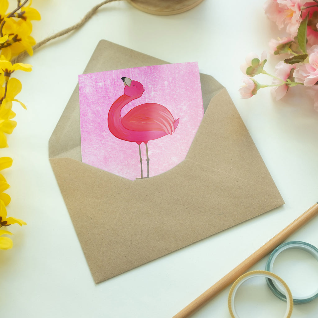 Grußkarte Flamingo stolz Klappkarte, Einladungskarte, Glückwunschkarte, Hochzeitskarte, Geburtstagskarte, Karte, Flamingo, stolz, Freude, Selbstliebe, Selbstakzeptanz, Freundin, beste Freundin, Tochter, Mama, Schwester