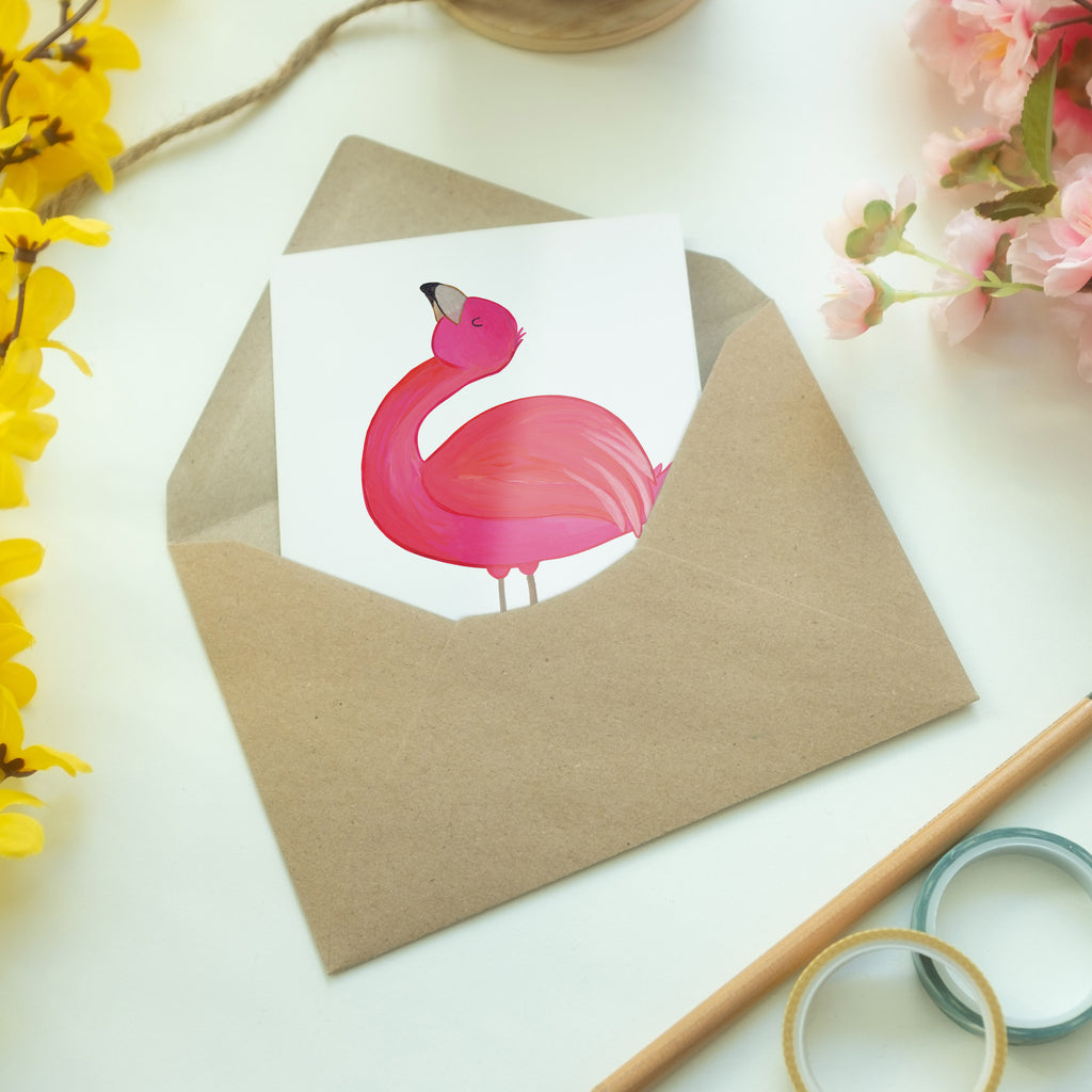 Grußkarte Flamingo stolz Klappkarte, Einladungskarte, Glückwunschkarte, Hochzeitskarte, Geburtstagskarte, Karte, Flamingo, stolz, Freude, Selbstliebe, Selbstakzeptanz, Freundin, beste Freundin, Tochter, Mama, Schwester