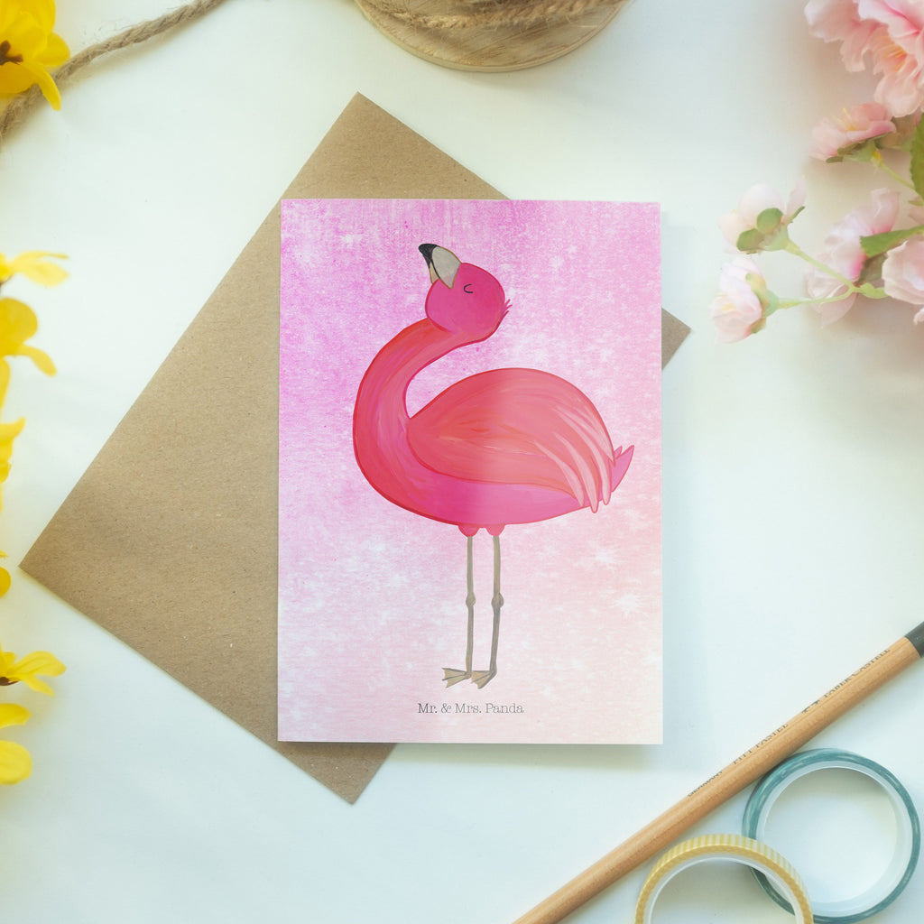 Grußkarte Flamingo stolz Klappkarte, Einladungskarte, Glückwunschkarte, Hochzeitskarte, Geburtstagskarte, Karte, Flamingo, stolz, Freude, Selbstliebe, Selbstakzeptanz, Freundin, beste Freundin, Tochter, Mama, Schwester