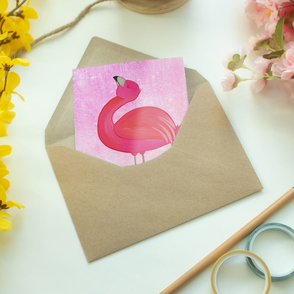 Grußkarte Flamingo stolz Klappkarte, Einladungskarte, Glückwunschkarte, Hochzeitskarte, Geburtstagskarte, Karte, Flamingo, stolz, Freude, Selbstliebe, Selbstakzeptanz, Freundin, beste Freundin, Tochter, Mama, Schwester