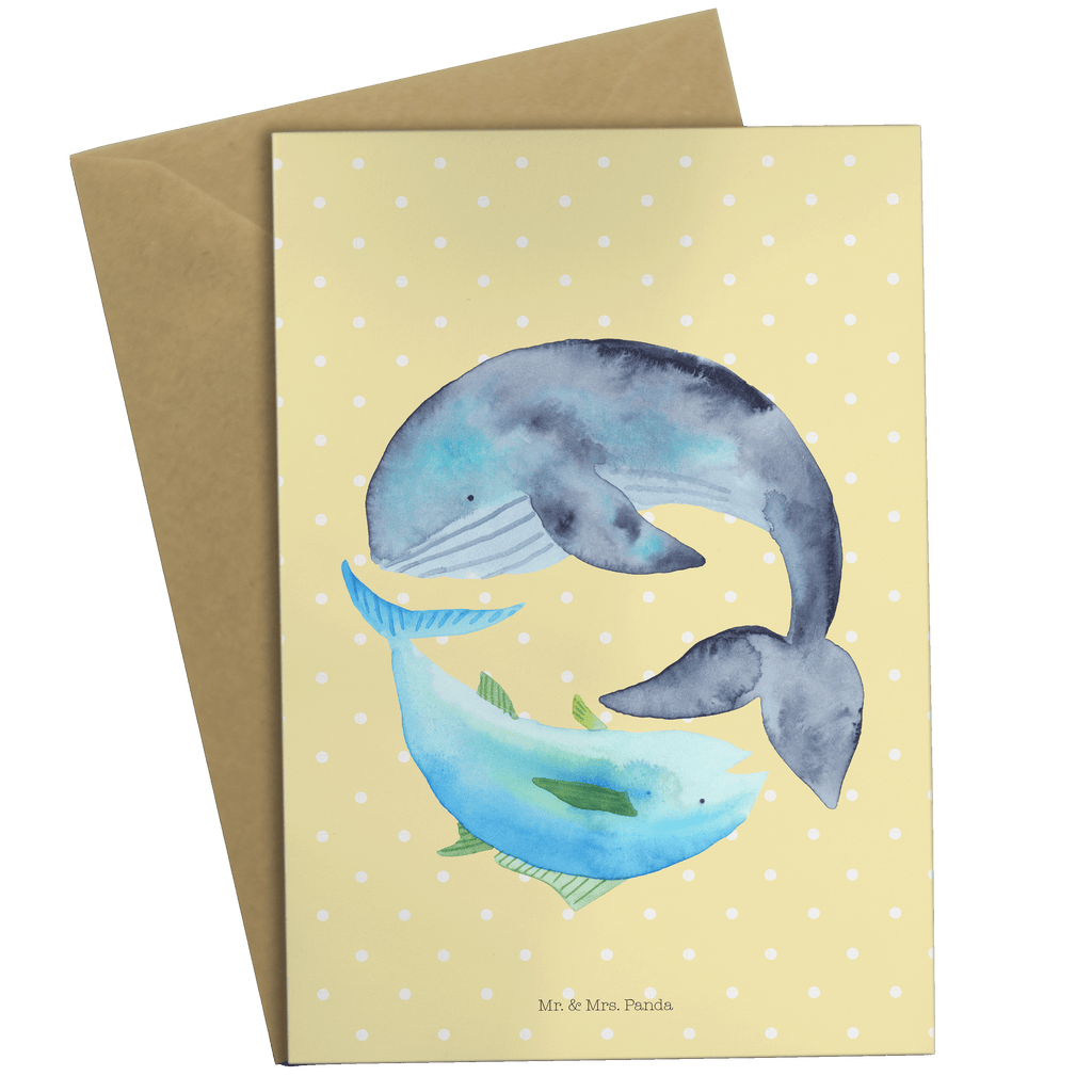 Grußkarte Walfisch & Thunfisch Klappkarte, Einladungskarte, Glückwunschkarte, Hochzeitskarte, Geburtstagskarte, Karte, Tiermotive, Gute Laune, lustige Sprüche, Tiere, Wal, Wahl, Tunfisch, Wortwitz lustig, Spruch lustig, Flachwitz, Witz, Spruch des Tages, Flachwitz Geschenk