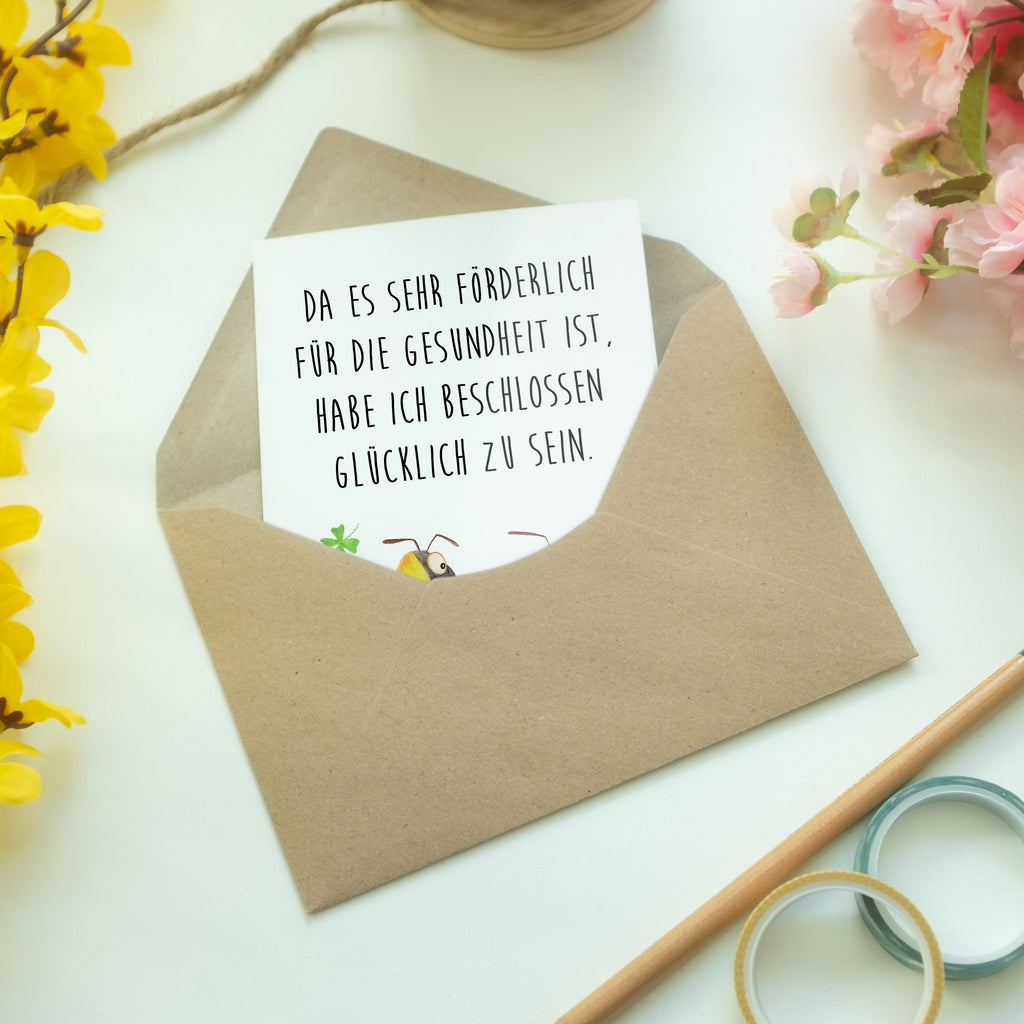 Grußkarte Hummeln mit Kleeblatt Klappkarte, Einladungskarte, Glückwunschkarte, Hochzeitskarte, Geburtstagskarte, Karte, Tiermotive, Gute Laune, lustige Sprüche, Tiere, Hummel, Biene, Spruch positiv, Biene Deko, Spruch schön, glücklich sein, glücklich werden, Spruch fröhlich