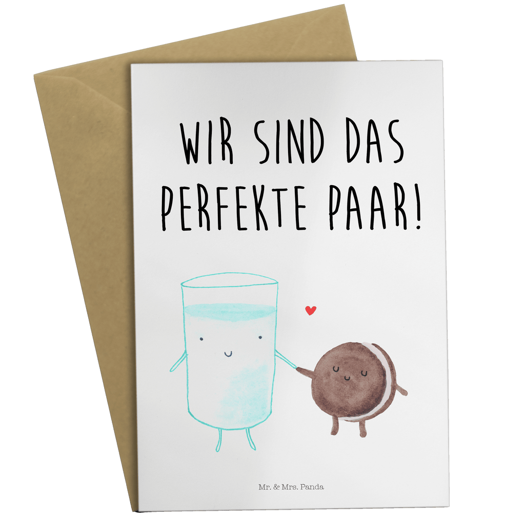 Grußkarte Milch & Keks Klappkarte, Einladungskarte, Glückwunschkarte, Hochzeitskarte, Geburtstagskarte, Karte, Tiermotive, Gute Laune, lustige Sprüche, Tiere, Milk, Cookie, Milch, Keks, Kekse, Kaffee, Einladung Frühstück, Motiv süß, romantisch, perfektes Paar