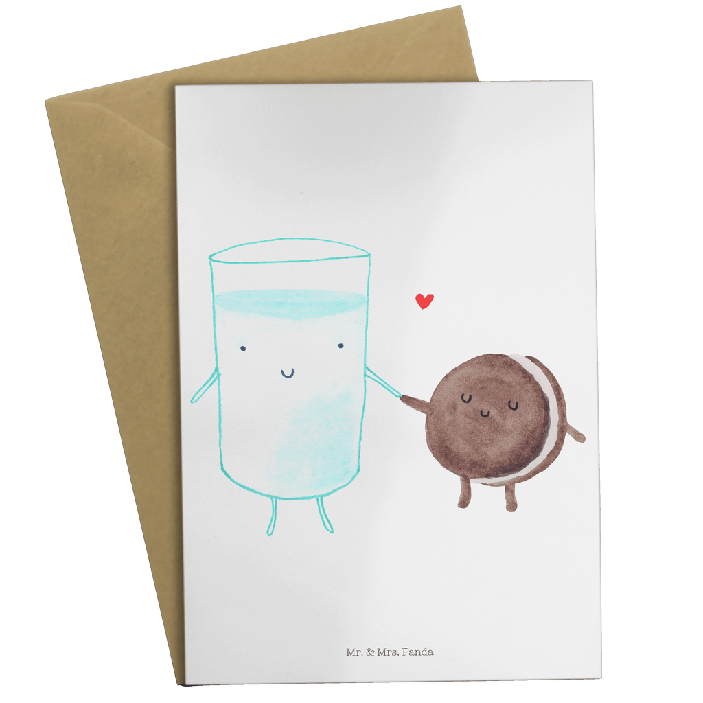 Grußkarte Milch & Keks Klappkarte, Einladungskarte, Glückwunschkarte, Hochzeitskarte, Geburtstagskarte, Karte, Tiermotive, Gute Laune, lustige Sprüche, Tiere, Milk, Cookie, Milch, Keks, Kekse, Kaffee, Einladung Frühstück, Motiv süß, romantisch, perfektes Paar