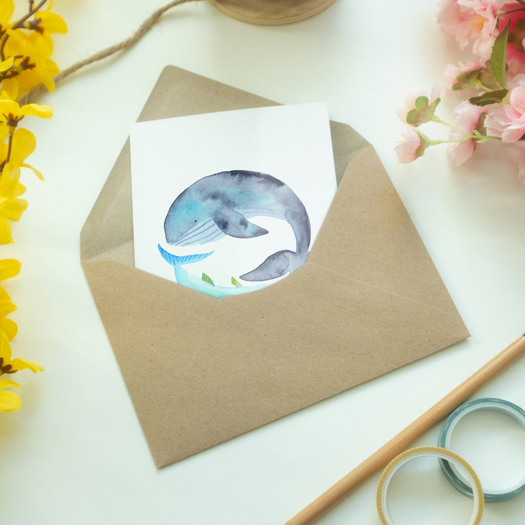 Grußkarte Walfisch & Thunfisch Klappkarte, Einladungskarte, Glückwunschkarte, Hochzeitskarte, Geburtstagskarte, Karte, Tiermotive, Gute Laune, lustige Sprüche, Tiere, Wal, Wahl, Tunfisch, Wortwitz lustig, Spruch lustig, Flachwitz, Witz, Spruch des Tages, Flachwitz Geschenk