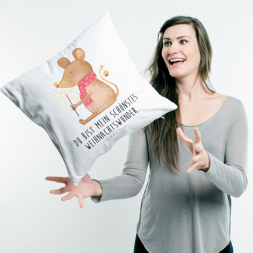 40x40 Kissen Weihnachtsmaus Kissenhülle, Kopfkissen, Sofakissen, Dekokissen, Motivkissen, Winter, Weihnachten, Weihnachtsdeko, Nikolaus, Advent, Heiligabend, Wintermotiv, Frohe Weihnachten, Weihnachtsgruß, Weihnachtsmotiv, Maus, Mäuschen, Weihnachtswunder