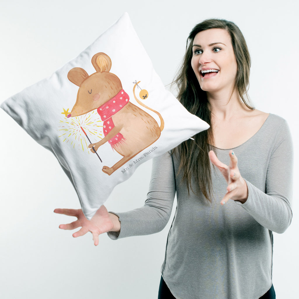 40x40 Kissen Weihnachtsmaus Kissenhülle, Kopfkissen, Sofakissen, Dekokissen, Motivkissen, Winter, Weihnachten, Weihnachtsdeko, Nikolaus, Advent, Heiligabend, Wintermotiv, Frohe Weihnachten, Weihnachtsgruß, Weihnachtsmotiv, Maus, Mäuschen, Weihnachtswunder