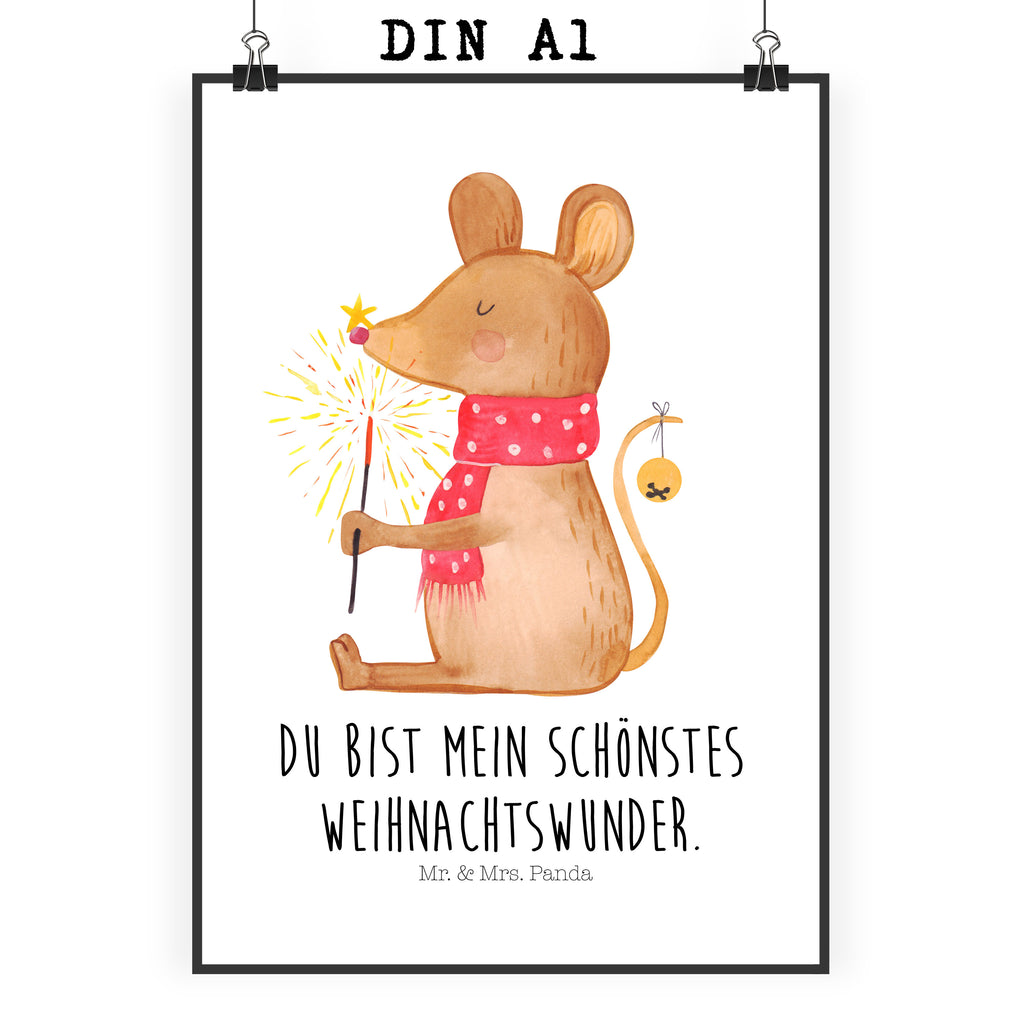Poster Weihnachtsmaus Poster, Wandposter, Bild, Wanddeko, Küchenposter, Kinderposter, Wanddeko Bild, Raumdekoration, Wanddekoration, Handgemaltes Poster, Mr. & Mrs. Panda Poster, Designposter, Kunstdruck, Posterdruck, Winter, Weihnachten, Weihnachtsdeko, Nikolaus, Advent, Heiligabend, Wintermotiv, Frohe Weihnachten, Weihnachtsgruß, Weihnachtsmotiv, Maus, Mäuschen, Weihnachtswunder