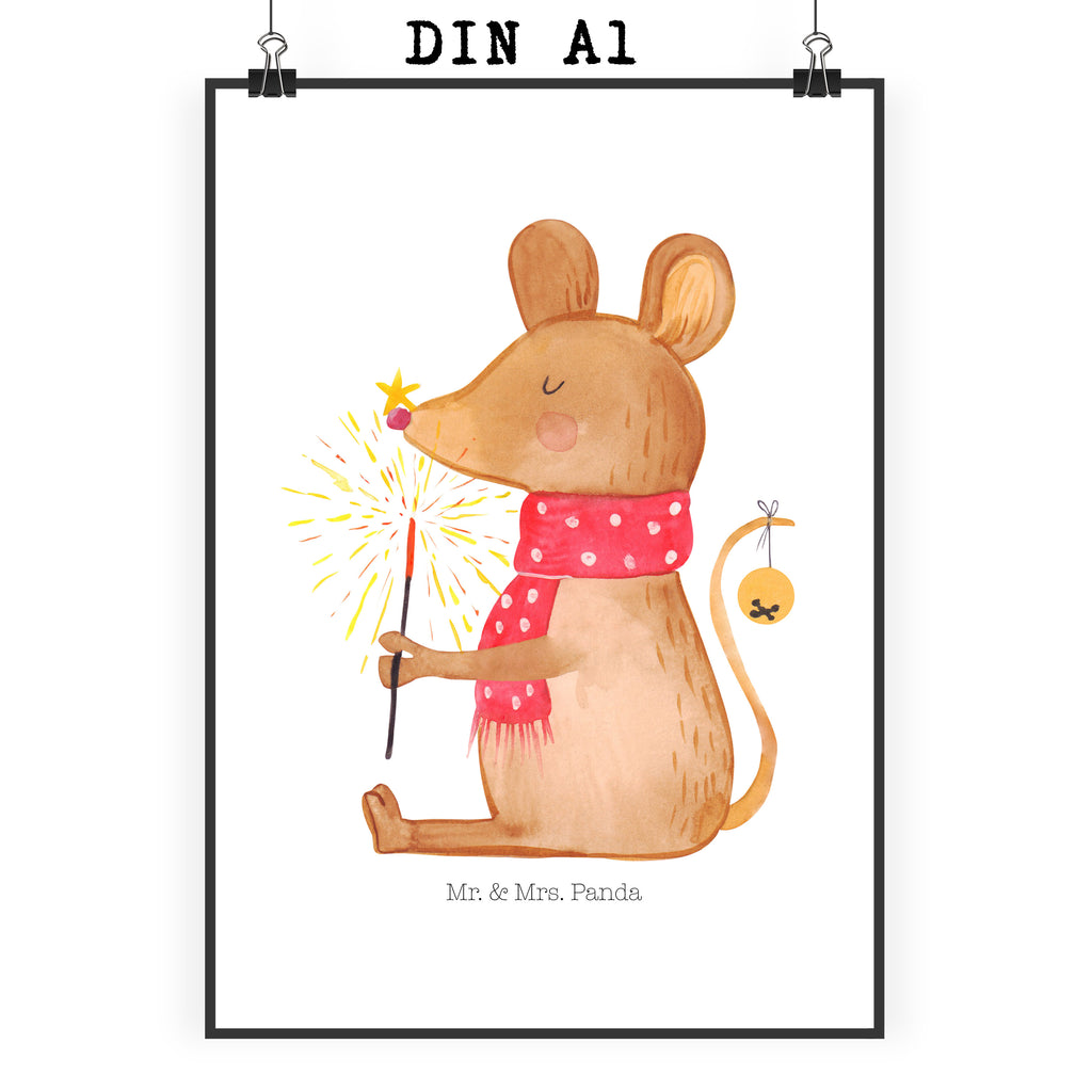 Poster Weihnachtsmaus Poster, Wandposter, Bild, Wanddeko, Küchenposter, Kinderposter, Wanddeko Bild, Raumdekoration, Wanddekoration, Handgemaltes Poster, Mr. & Mrs. Panda Poster, Designposter, Kunstdruck, Posterdruck, Winter, Weihnachten, Weihnachtsdeko, Nikolaus, Advent, Heiligabend, Wintermotiv, Frohe Weihnachten, Weihnachtsgruß, Weihnachtsmotiv, Maus, Mäuschen, Weihnachtswunder