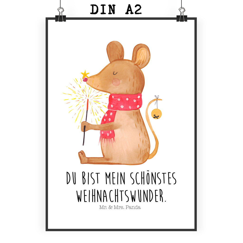 Poster Weihnachtsmaus Poster, Wandposter, Bild, Wanddeko, Küchenposter, Kinderposter, Wanddeko Bild, Raumdekoration, Wanddekoration, Handgemaltes Poster, Mr. & Mrs. Panda Poster, Designposter, Kunstdruck, Posterdruck, Winter, Weihnachten, Weihnachtsdeko, Nikolaus, Advent, Heiligabend, Wintermotiv, Frohe Weihnachten, Weihnachtsgruß, Weihnachtsmotiv, Maus, Mäuschen, Weihnachtswunder