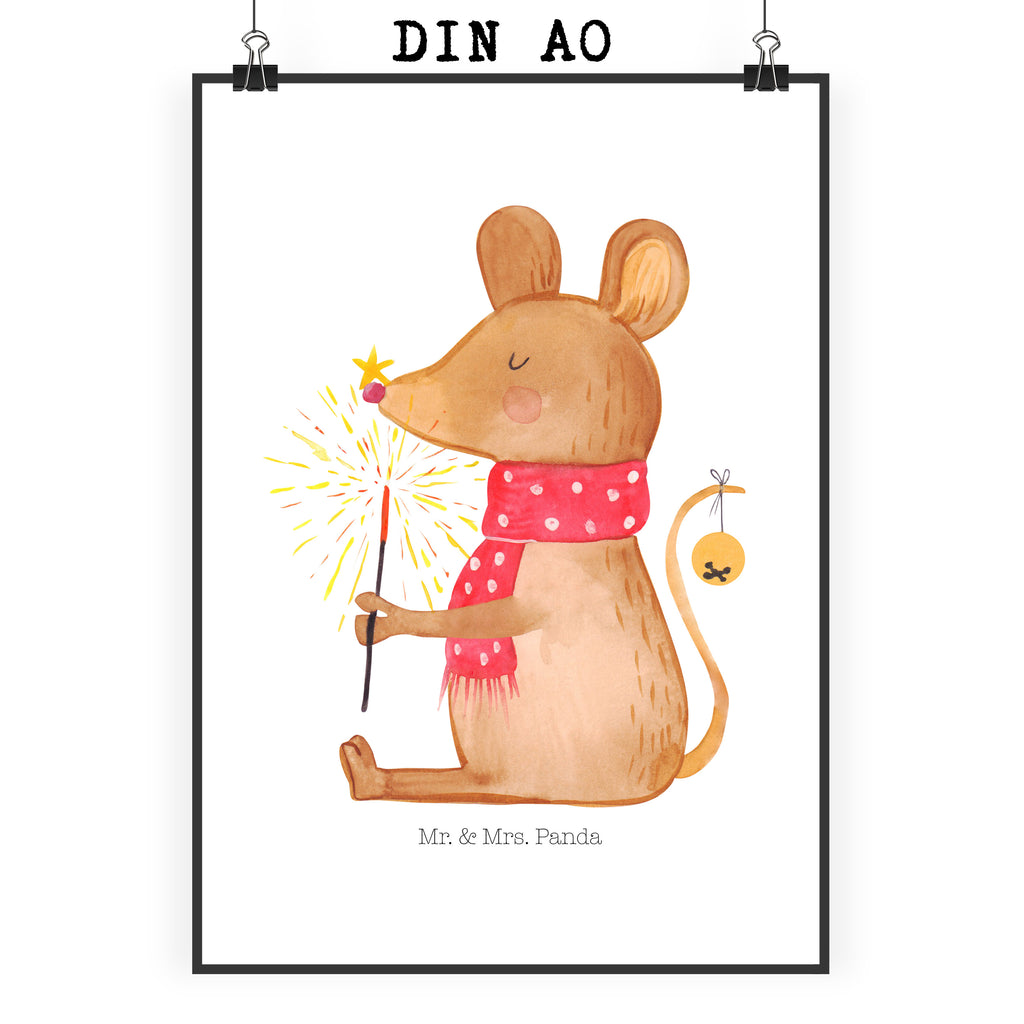 Poster Weihnachtsmaus Poster, Wandposter, Bild, Wanddeko, Küchenposter, Kinderposter, Wanddeko Bild, Raumdekoration, Wanddekoration, Handgemaltes Poster, Mr. & Mrs. Panda Poster, Designposter, Kunstdruck, Posterdruck, Winter, Weihnachten, Weihnachtsdeko, Nikolaus, Advent, Heiligabend, Wintermotiv, Frohe Weihnachten, Weihnachtsgruß, Weihnachtsmotiv, Maus, Mäuschen, Weihnachtswunder