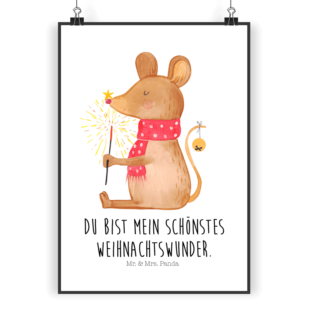 Poster Weihnachtsmaus Poster, Wandposter, Bild, Wanddeko, Küchenposter, Kinderposter, Wanddeko Bild, Raumdekoration, Wanddekoration, Handgemaltes Poster, Mr. & Mrs. Panda Poster, Designposter, Kunstdruck, Posterdruck, Winter, Weihnachten, Weihnachtsdeko, Nikolaus, Advent, Heiligabend, Wintermotiv, Frohe Weihnachten, Weihnachtsgruß, Weihnachtsmotiv, Maus, Mäuschen, Weihnachtswunder