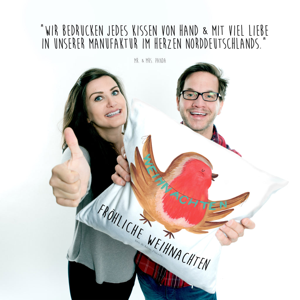 40x40 Kissen Rotkehlchen Weihnachten Kissenhülle, Kopfkissen, Sofakissen, Dekokissen, Motivkissen, Winter, Weihnachten, Weihnachtsdeko, Nikolaus, Advent, Heiligabend, Wintermotiv, Frohe Weihnachten, Weihnachtsmotiv, Weihnachtsgruß, Vogel, xmas