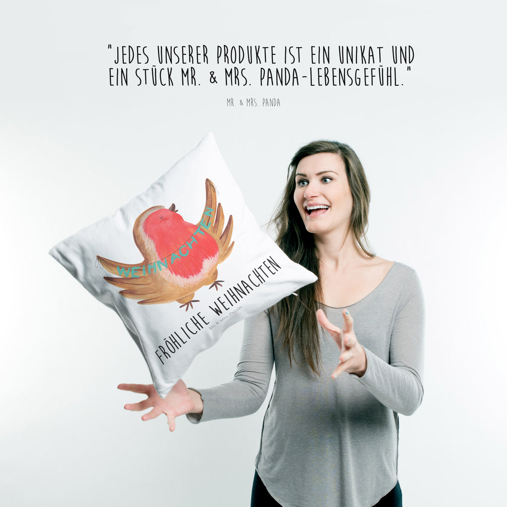 40x40 Kissen Rotkehlchen Weihnachten Kissenhülle, Kopfkissen, Sofakissen, Dekokissen, Motivkissen, Winter, Weihnachten, Weihnachtsdeko, Nikolaus, Advent, Heiligabend, Wintermotiv, Frohe Weihnachten, Weihnachtsmotiv, Weihnachtsgruß, Vogel, xmas