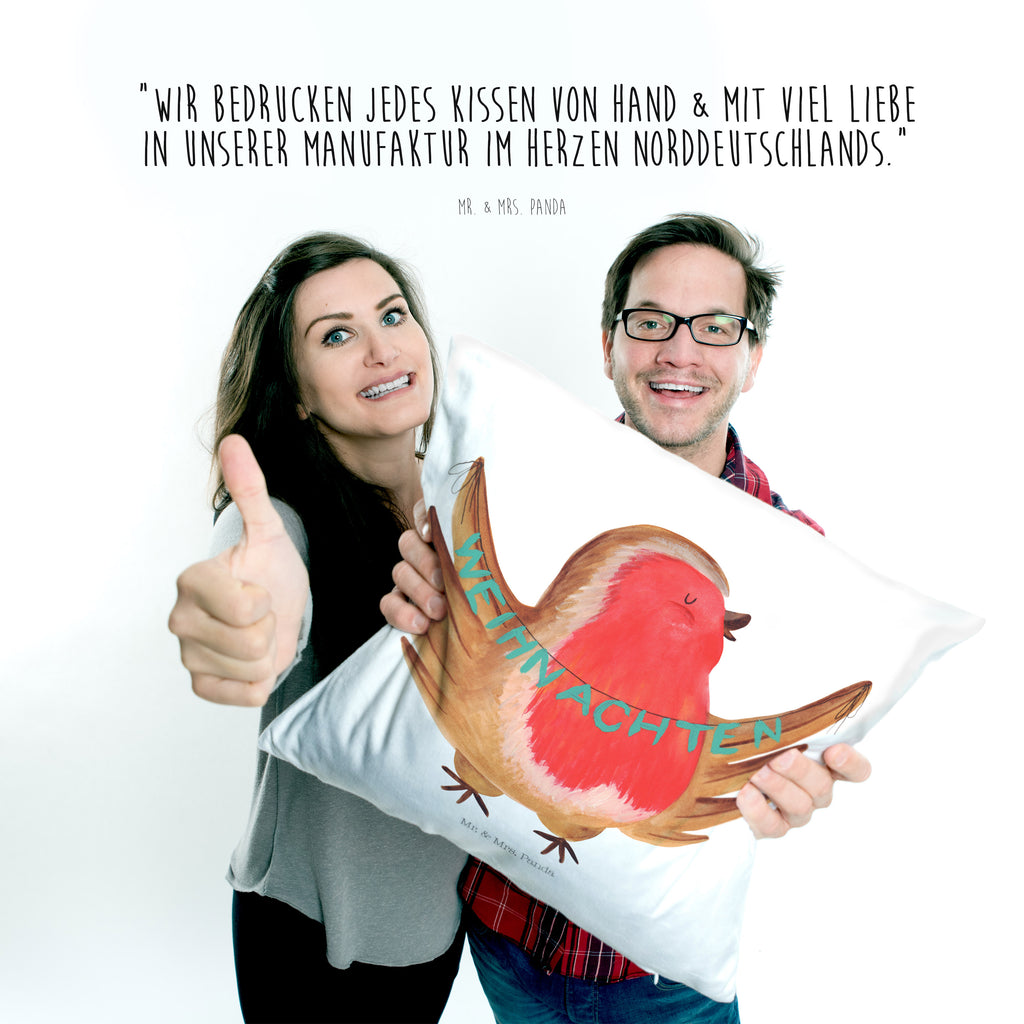 40x40 Kissen Rotkehlchen Weihnachten Kissenhülle, Kopfkissen, Sofakissen, Dekokissen, Motivkissen, Winter, Weihnachten, Weihnachtsdeko, Nikolaus, Advent, Heiligabend, Wintermotiv, Frohe Weihnachten, Weihnachtsmotiv, Weihnachtsgruß, Vogel, xmas